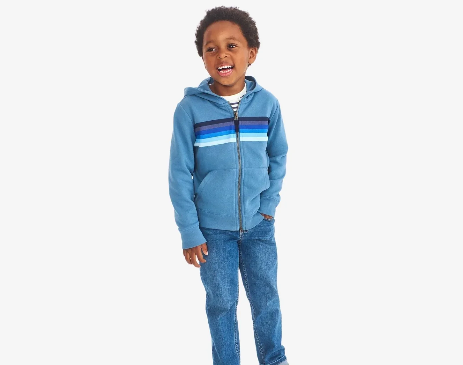 French Terry Zip Hoodie - Striped Banner - Image 4