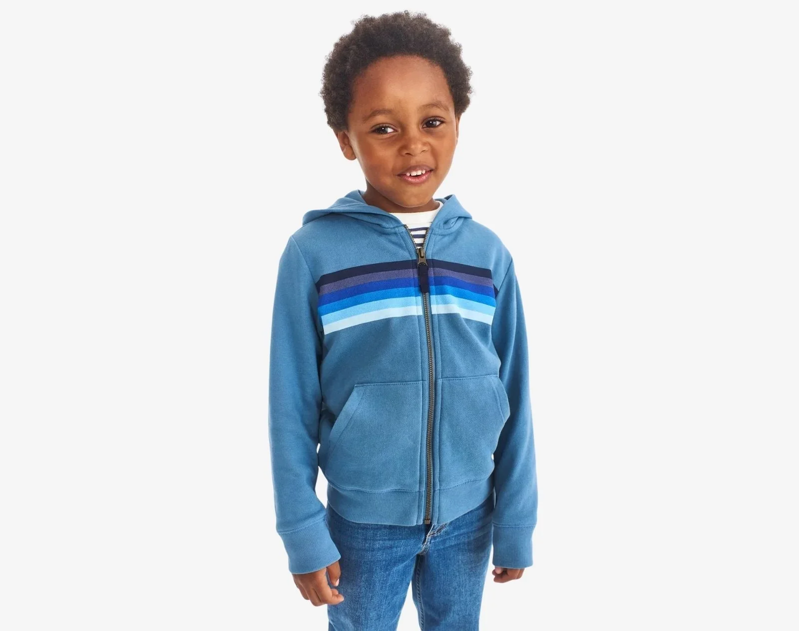 French Terry Zip Hoodie - Striped Banner - Image 5